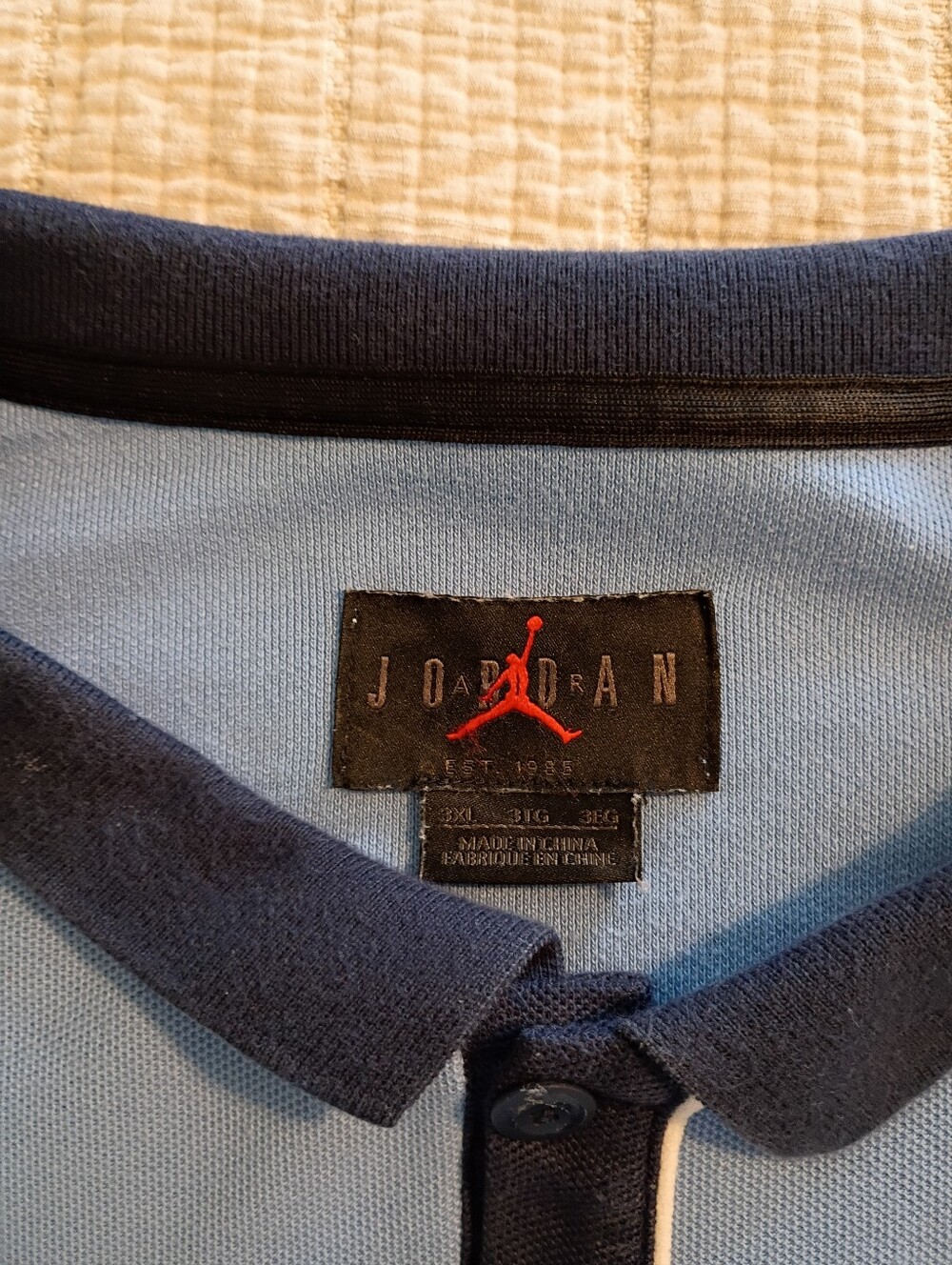 Jordan Light Blue Polo with Navy Trim and Embroidered Logos - Picture 2 of 4